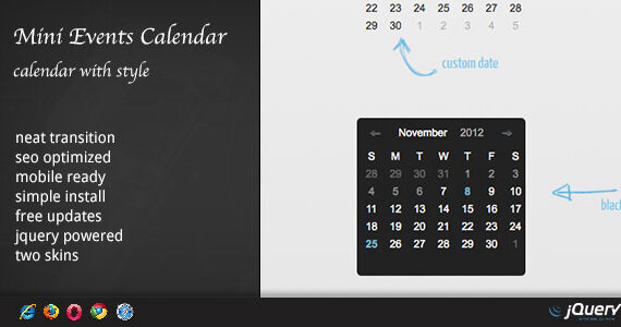 Lịch sự kiện nhỏ của DZS jQuery